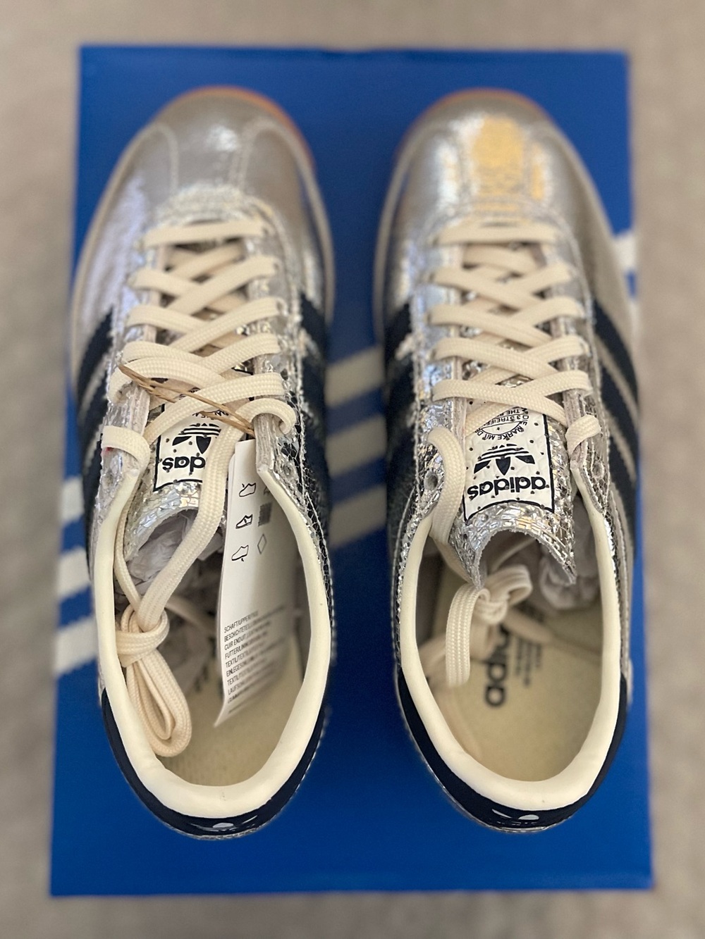 Size 5.5 - Adidas SL 72 OG W Silver Metallic Collegiate Navy JH8654 Women's New - Picture 3 of 10